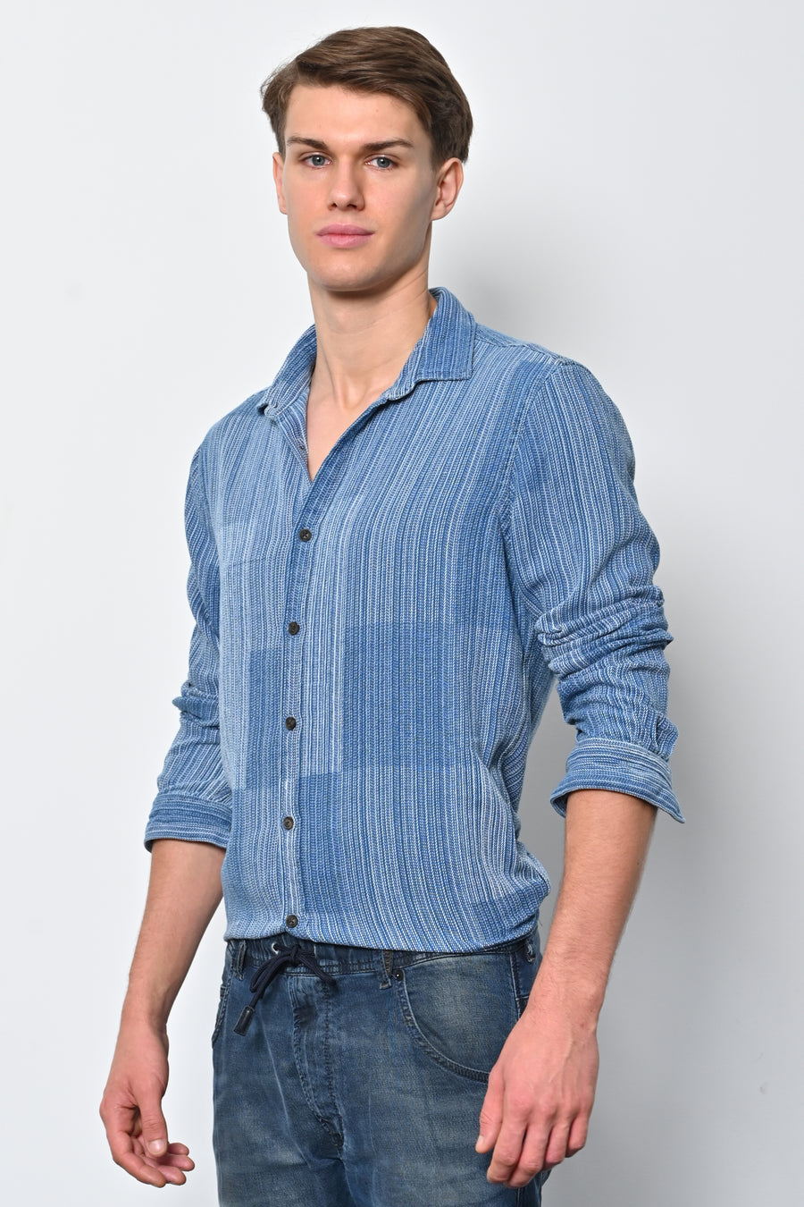 Freddie - Indigo Patchwork Shirt - Blue