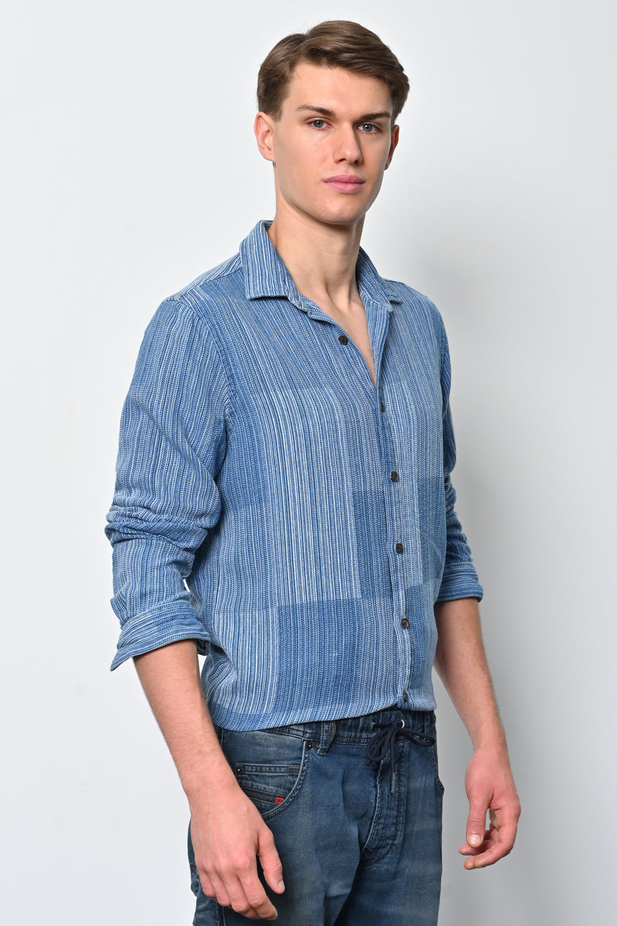 Freddie - Indigo Patchwork Shirt - Blue