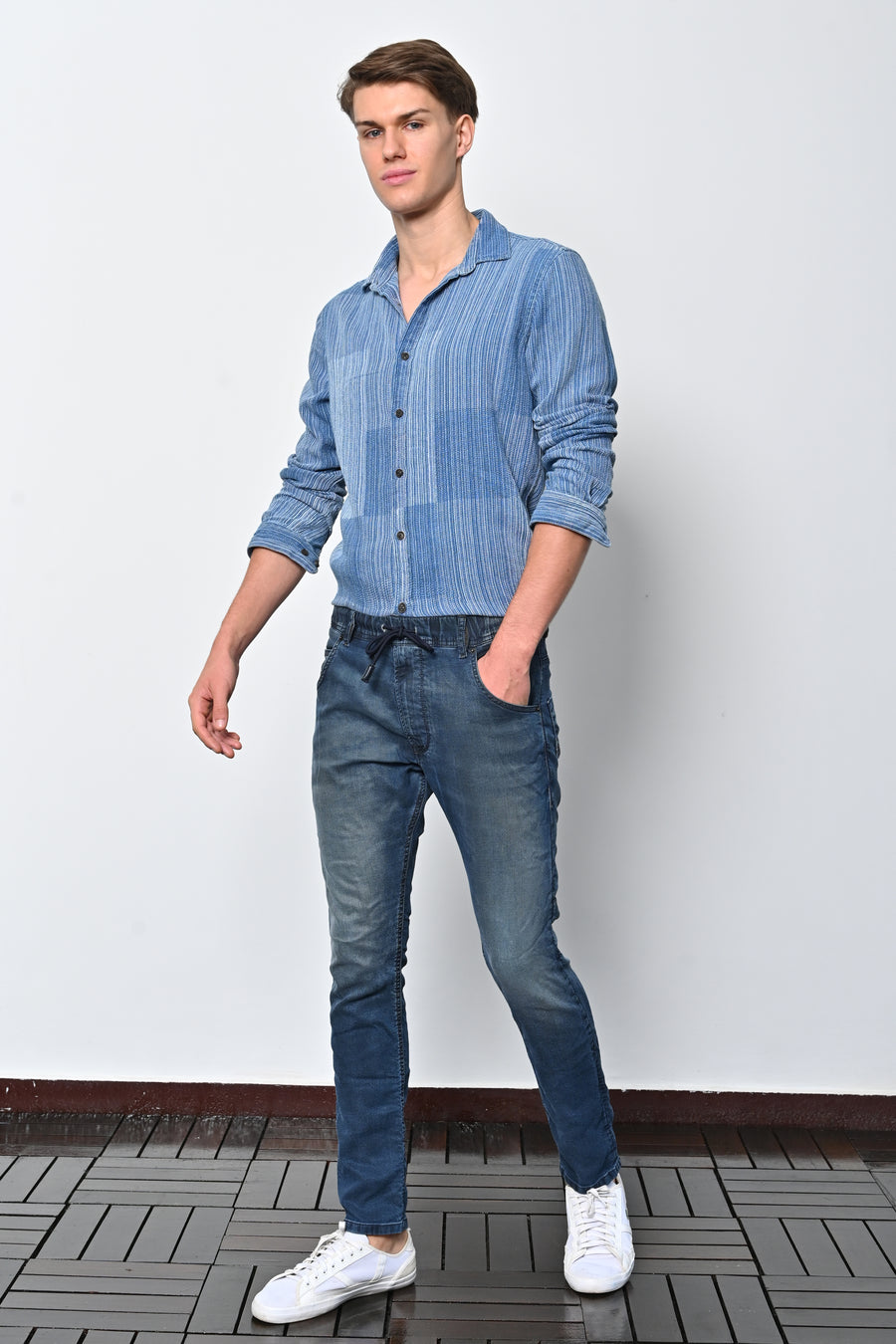 Freddie - Indigo Patchwork Shirt - Blue