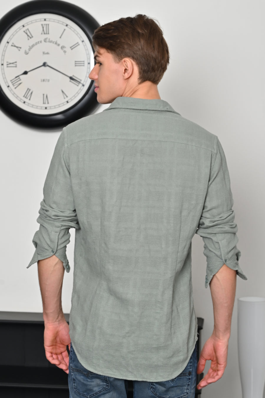 Skylar - Textured Solid Shirt - Pista