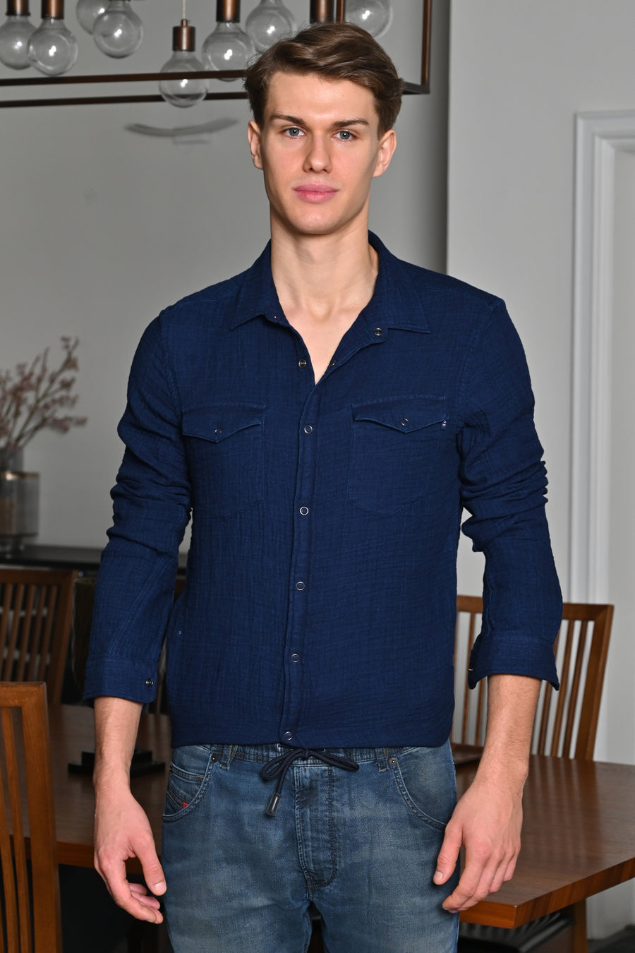 Aleena - Indigo Double Layered Shirt - Navy