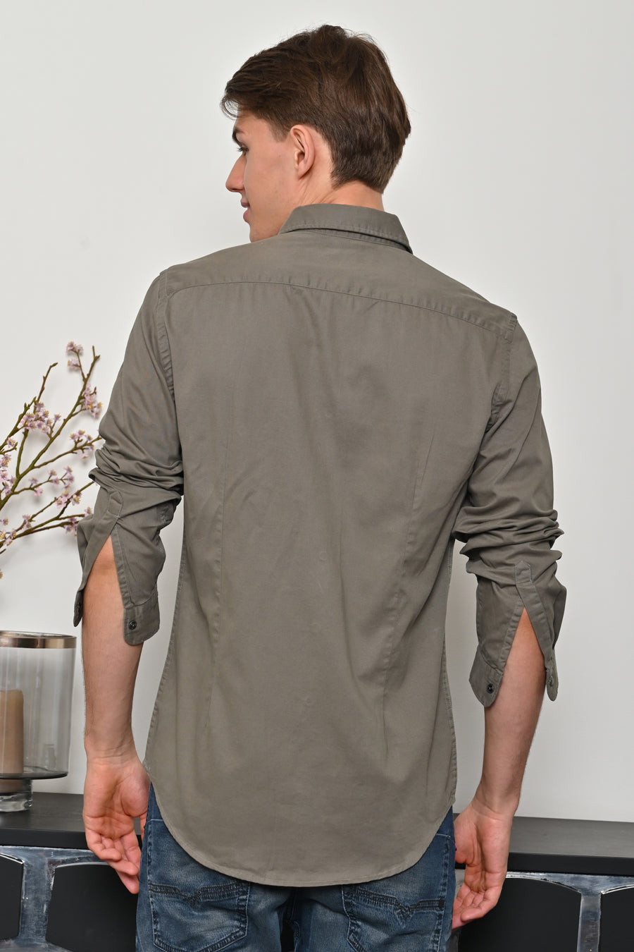 Brigham - Cotton Pocketed Solid Shirt - Olive