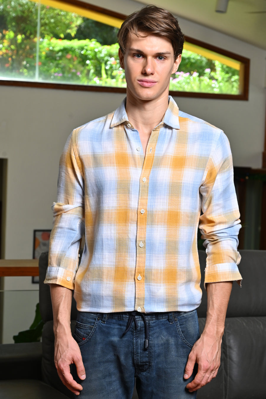 Leopold - Cotton Checkered Shirt - Yellow