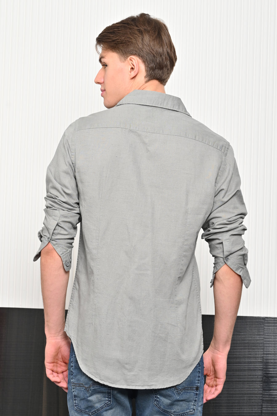 Turk - Cotton Linen Pocketed Shirt - Grey