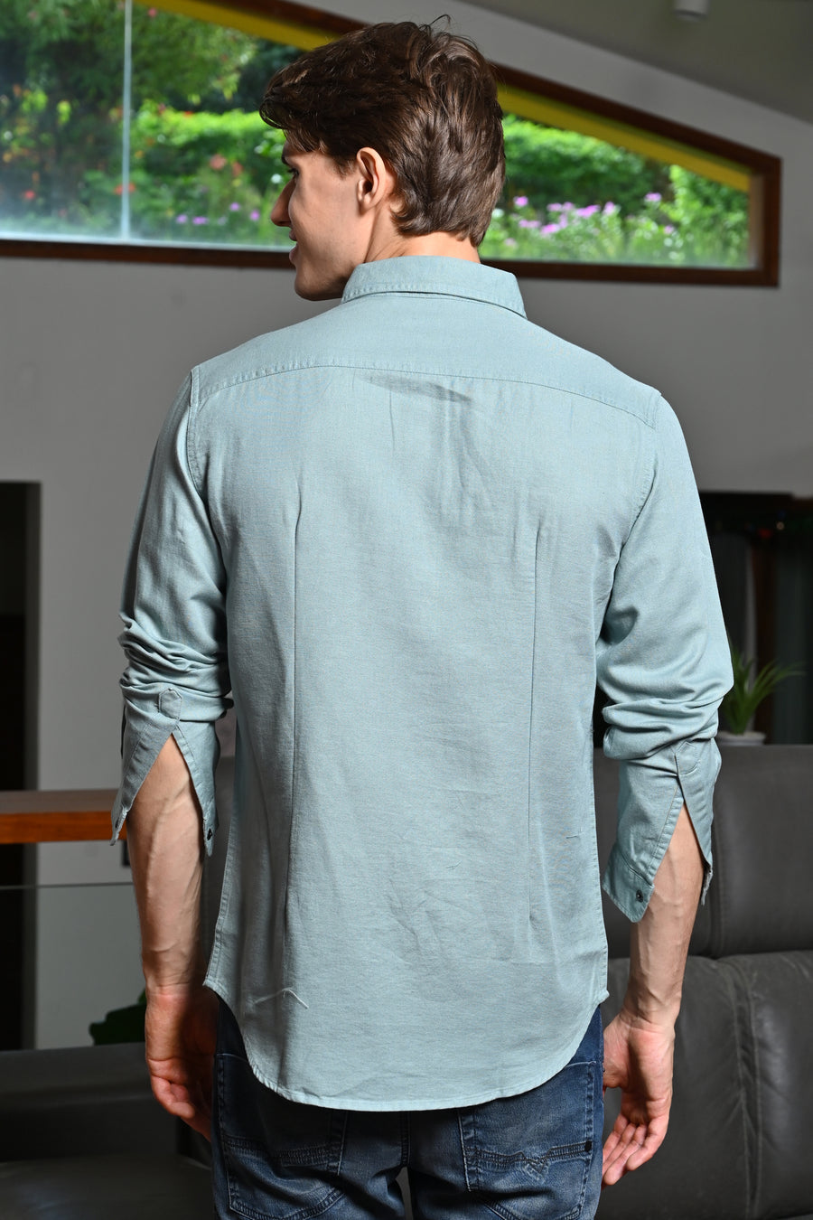 Ive - Cotton Pocketed Solid Shirt - Pastel Green