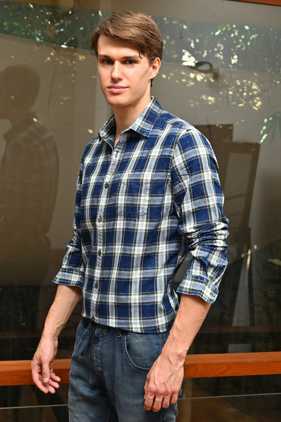 Blue Neo - Indigo Check Shirt - Green