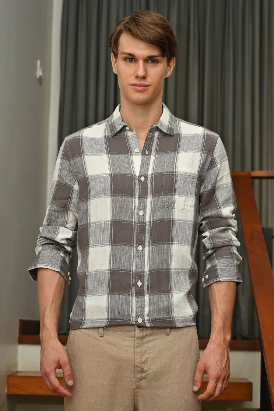 Clement - Block Check Shirt - Brown