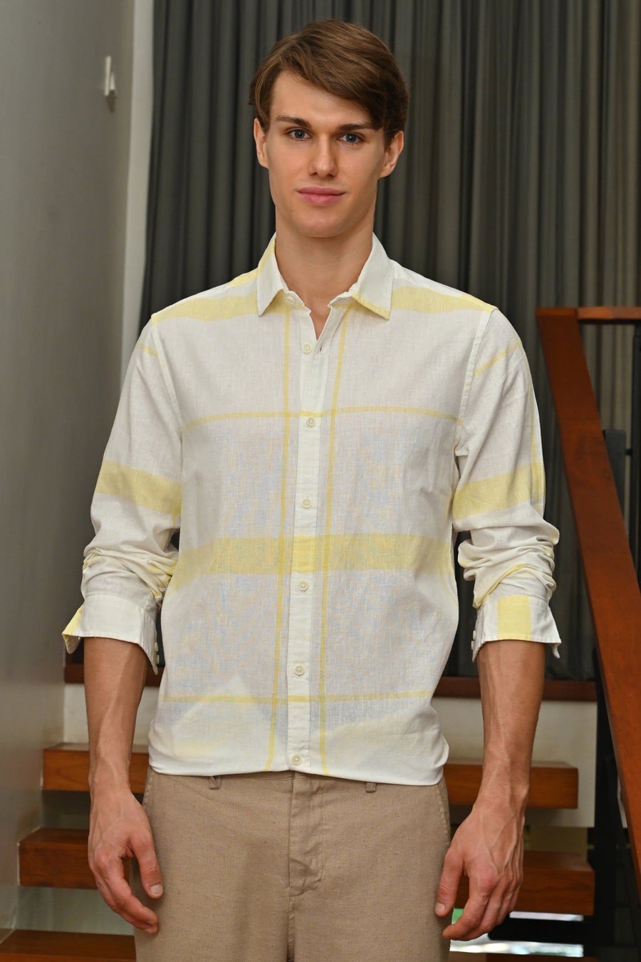 Armani - Linen Check Shirt - Lemon