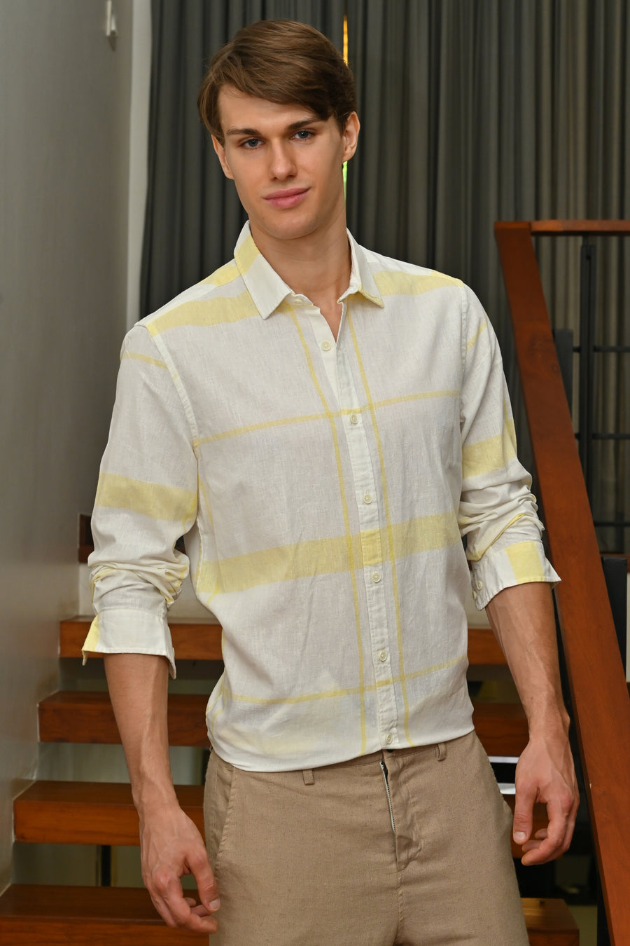 Armani - Linen Check Shirt - Lemon