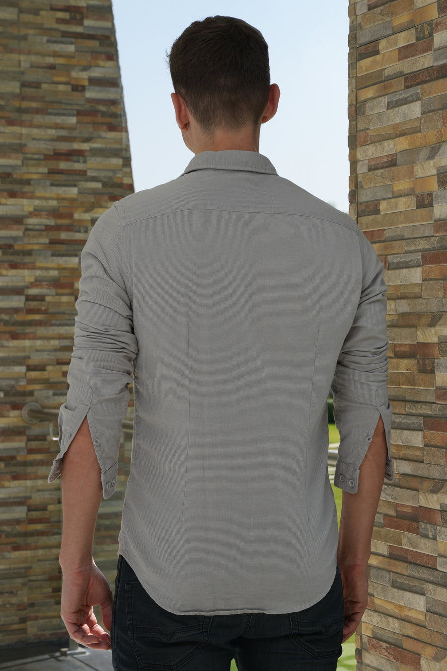 Posten - Dobby Solid Shirt - Grey
