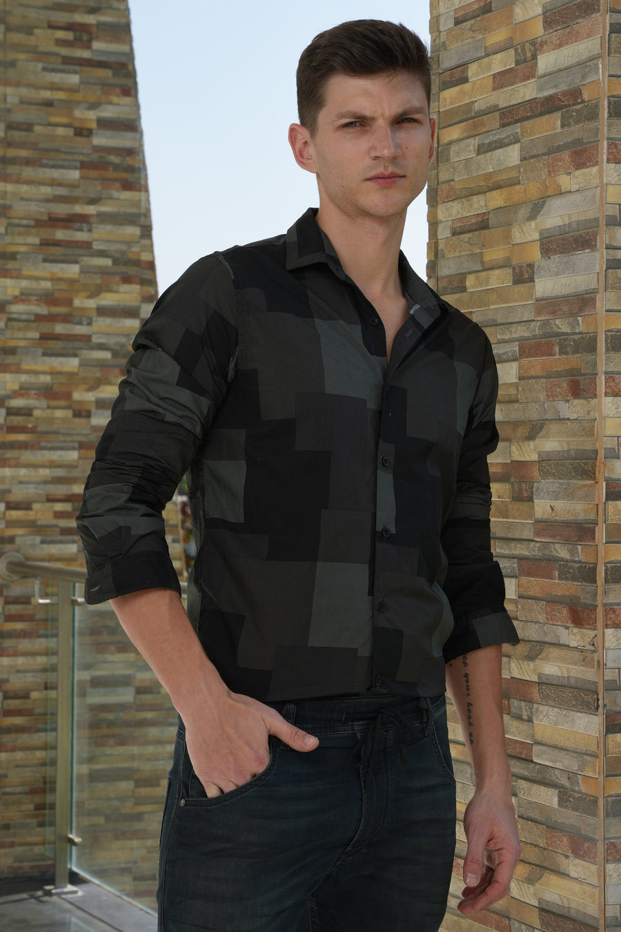 Aria - Block Printed Shirt - Black