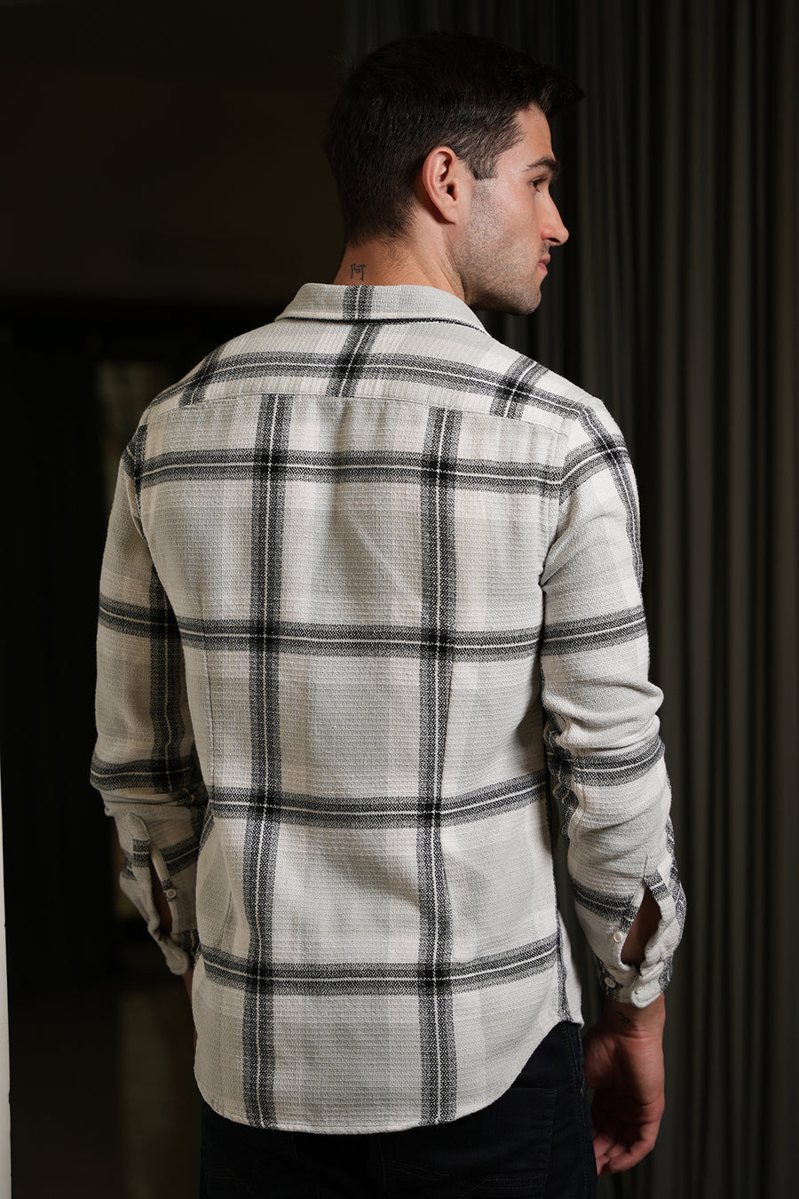 Blog - Textured Check Shirt - Grey