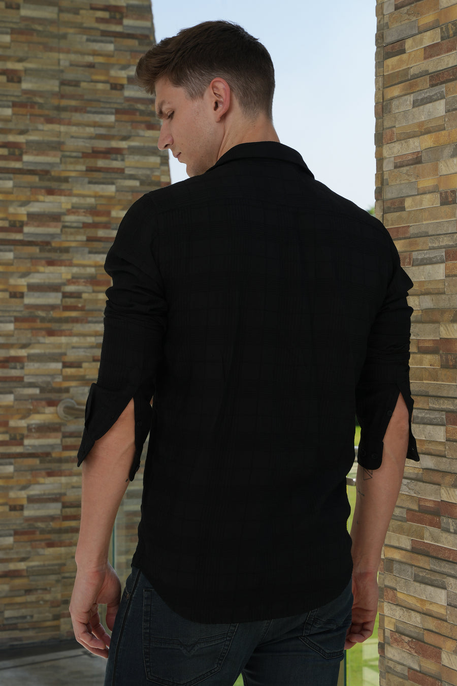 Chase - Structured Check Shirt - Black