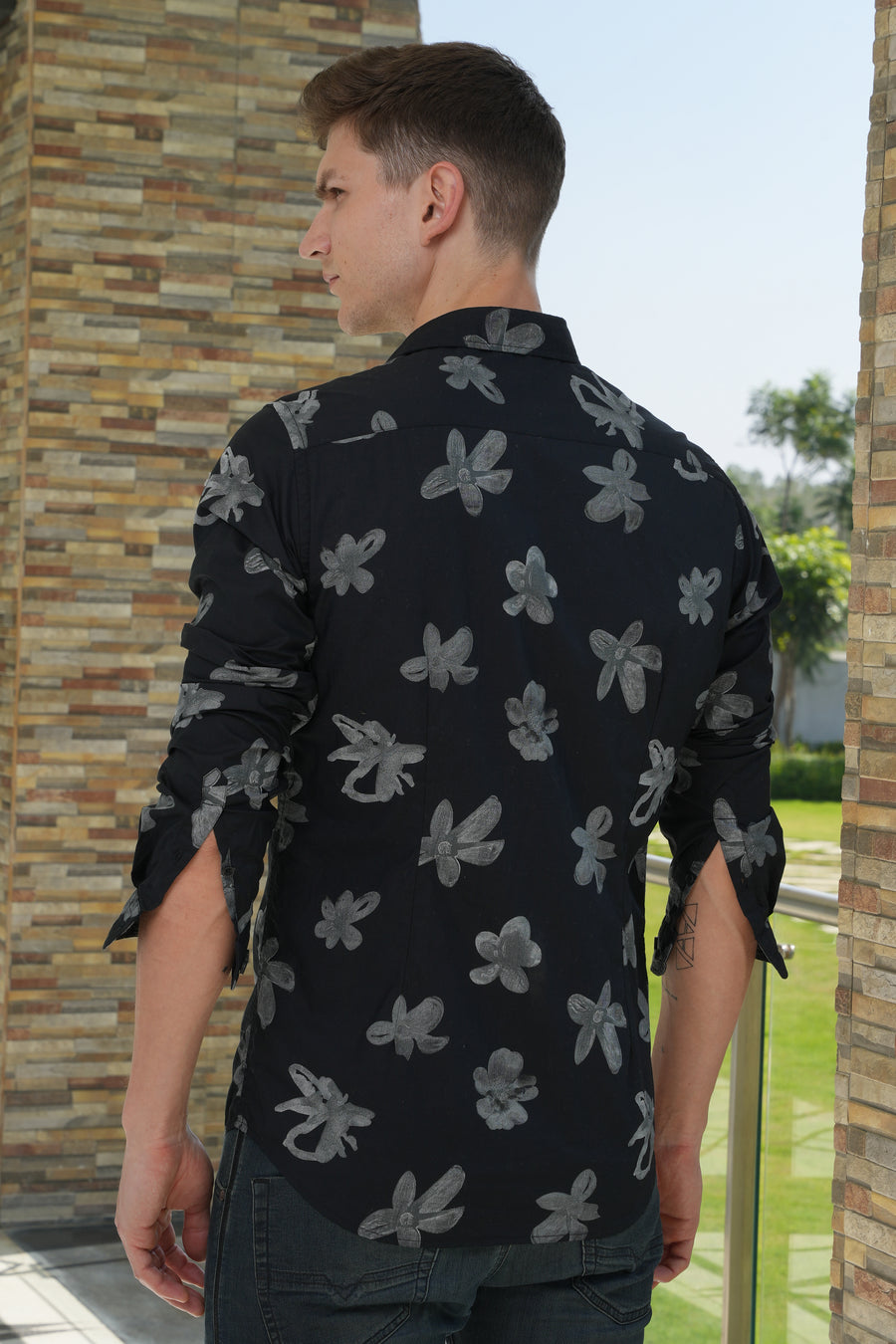 Aiden - Floral Printed Shirt - Black