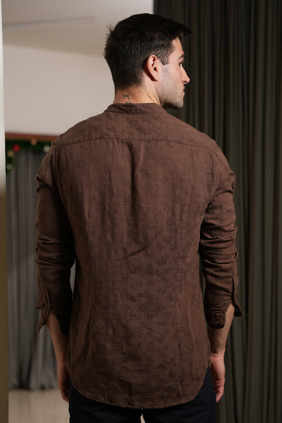 Raw - Structured Plain Shirt - Brown