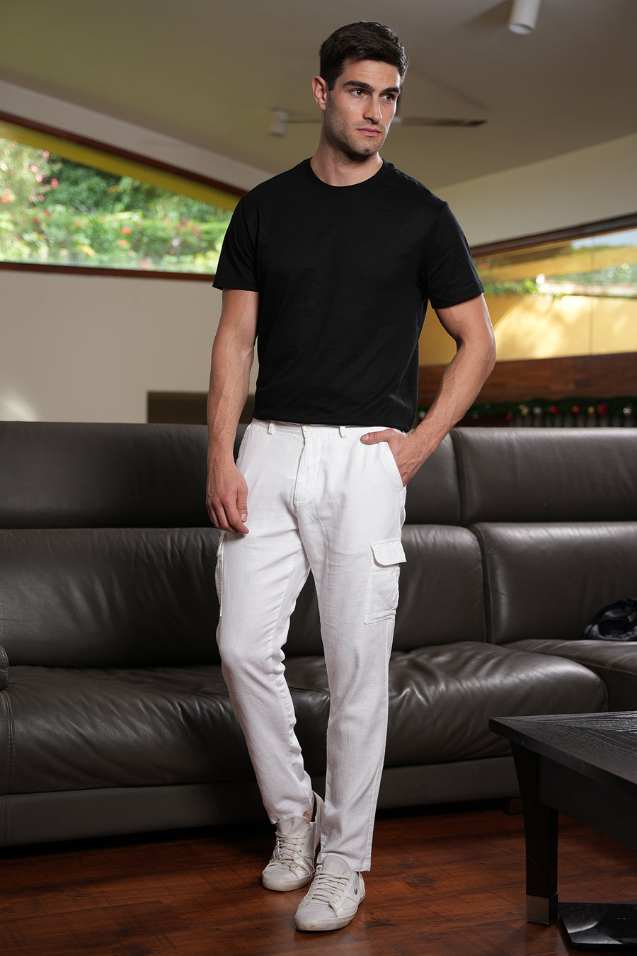 Marcel - Linen Cotton Cargo Trouser - White