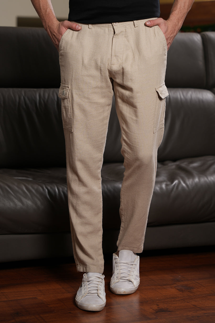 Marcel - Linen Cotton Cargo Trouser - Beige