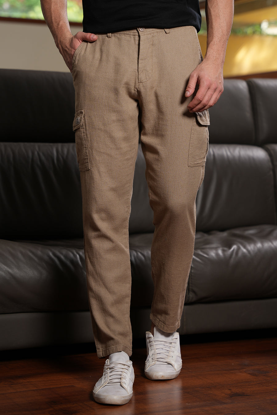 Marcel - Linen Cotton Cargo Trouser - Khaki