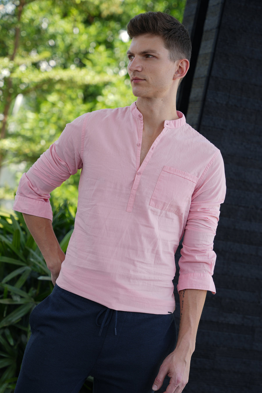 Hidalgo - Lightweight Kurta Shirt - Pink