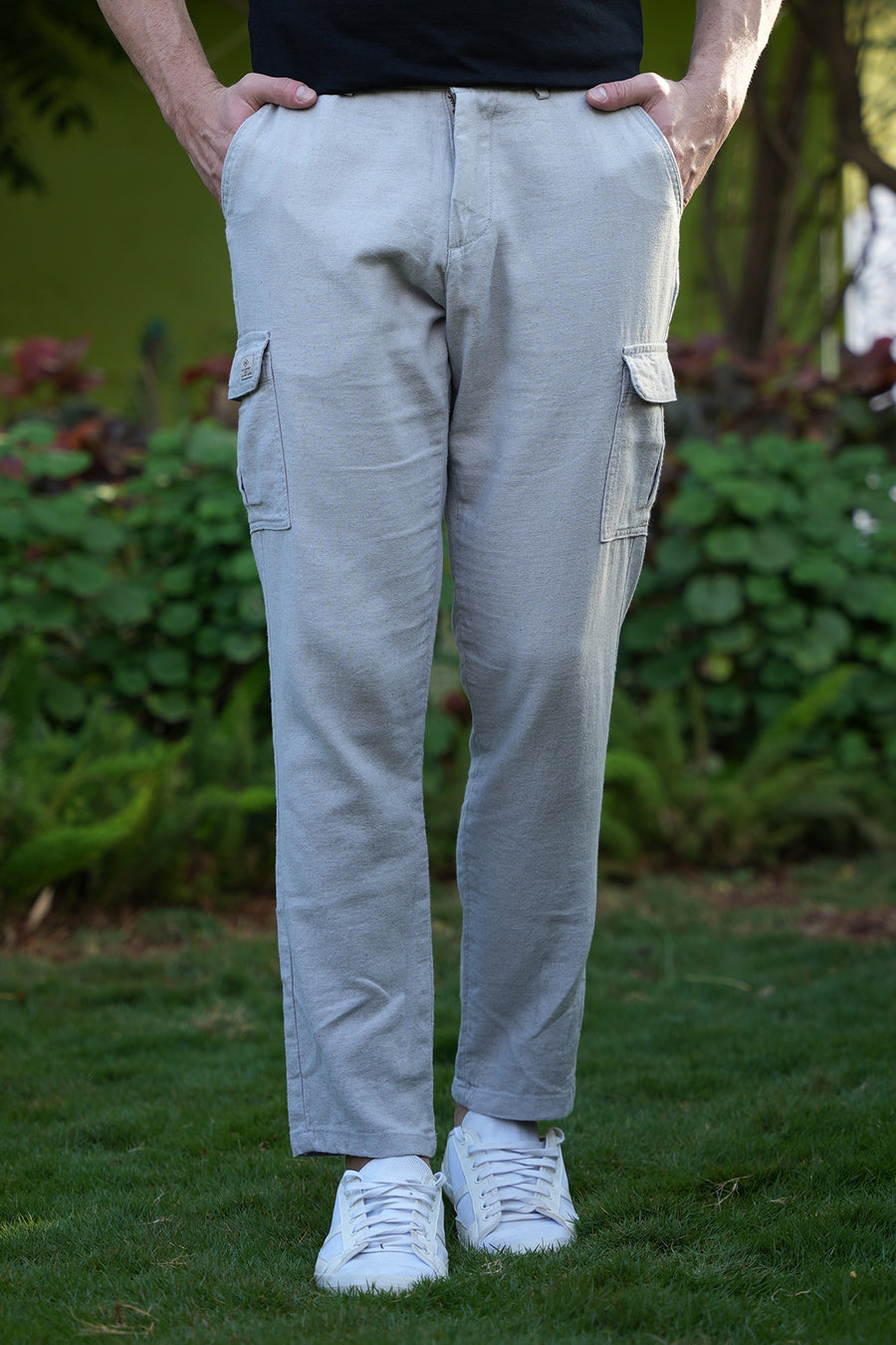 Marcel - Linen Cotton Cargo Trouser - Grey
