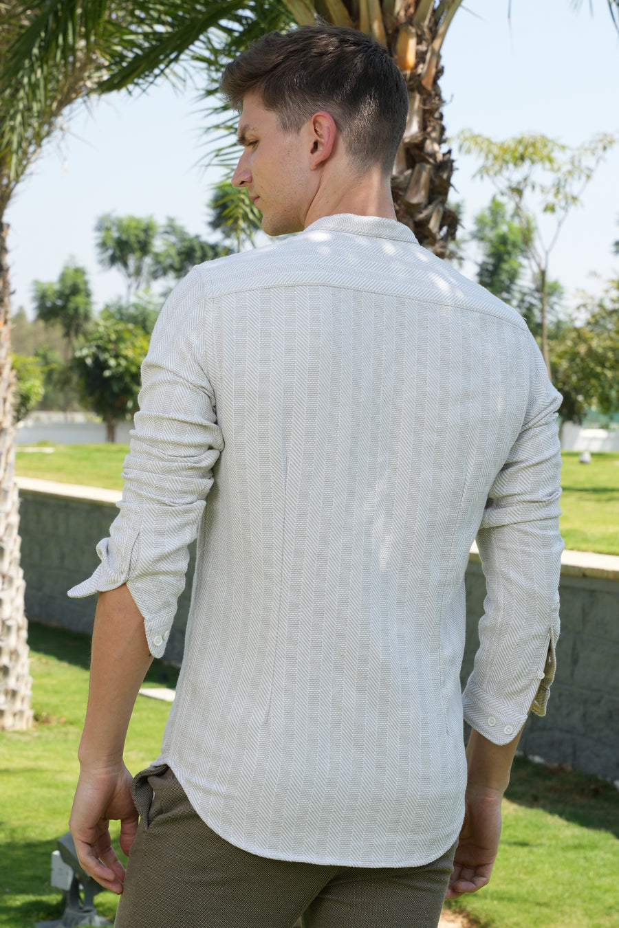 Drake - Cotton Striped Shirt - Beige