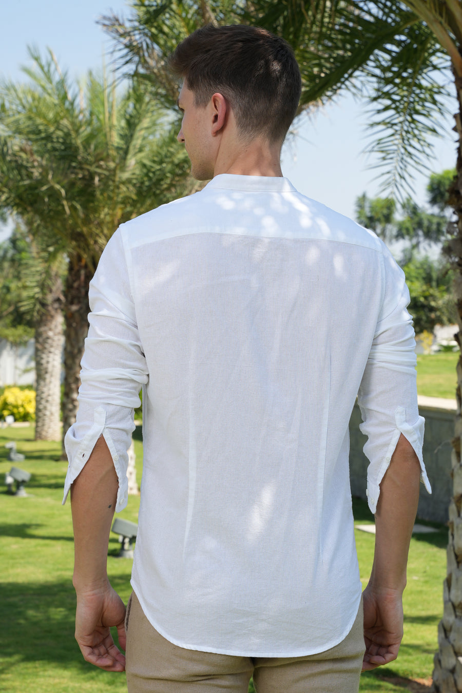 April - Textured Plain Shirt - White