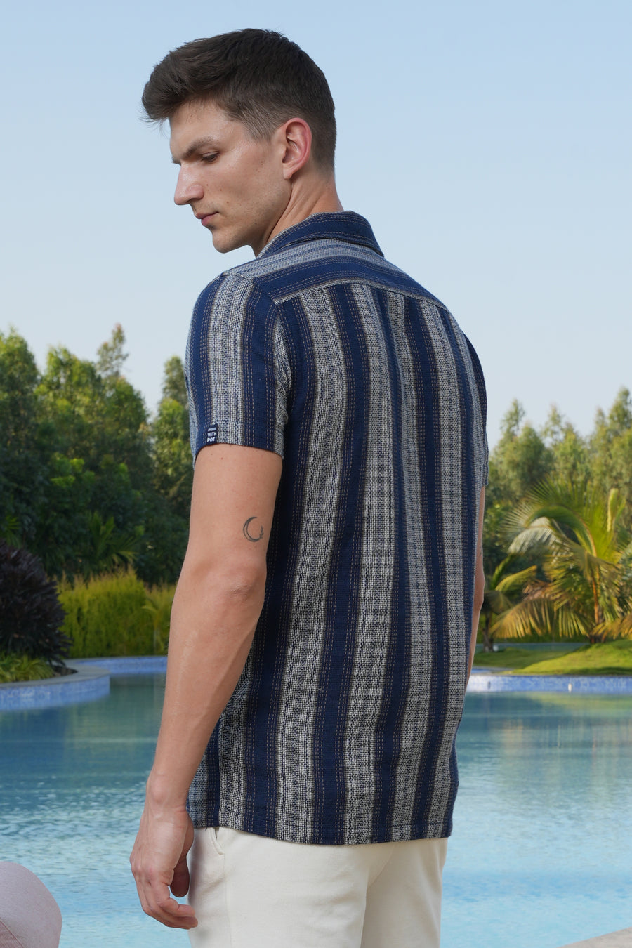 Fadobe - Structured Striped Shirt - Navy
