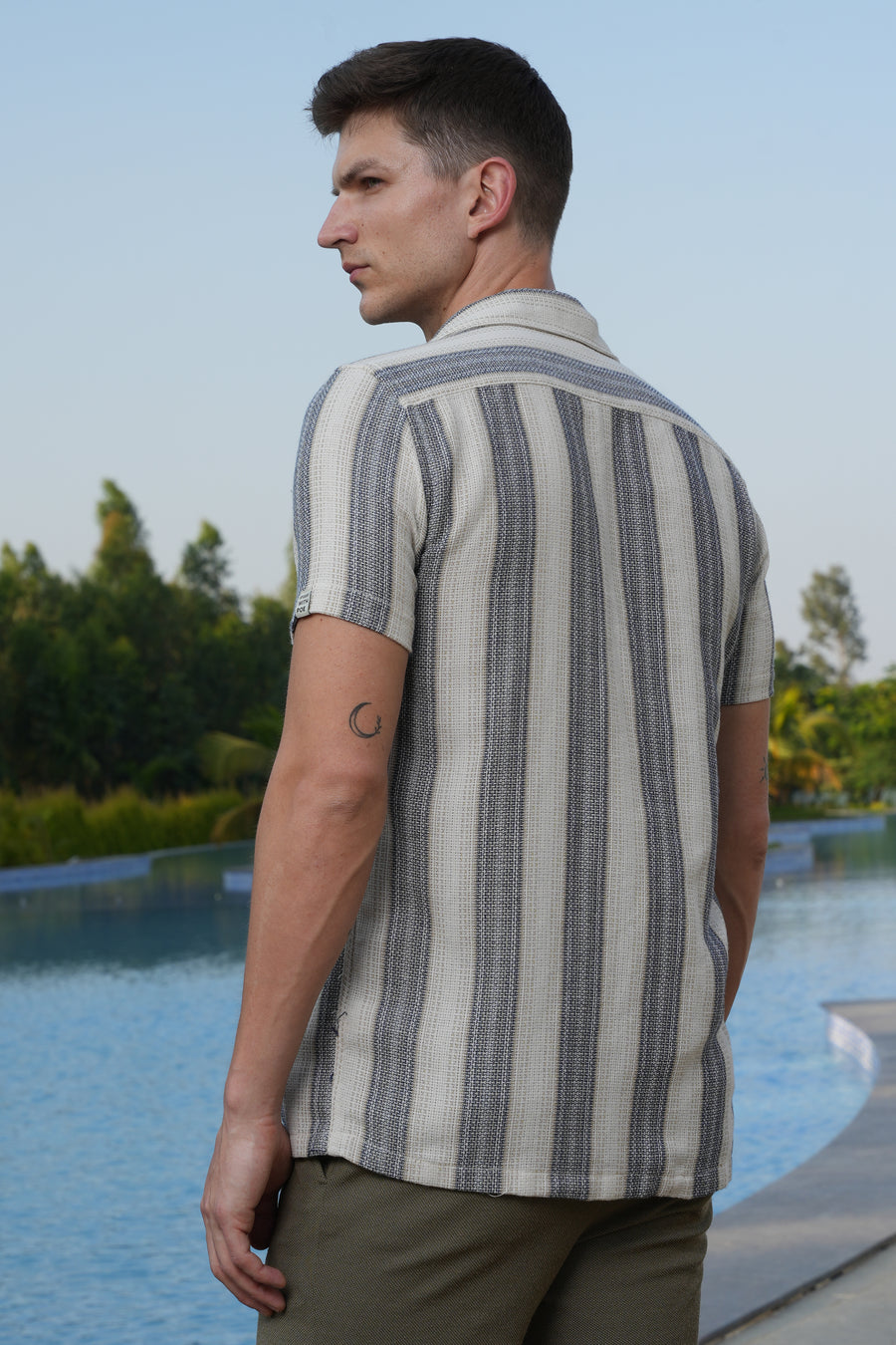Fadobe - Structured Striped Shirt - Beige