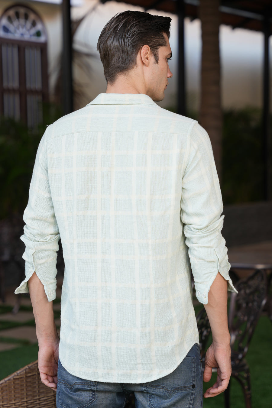 Mine - Structured Check Shirt - Pastel Green