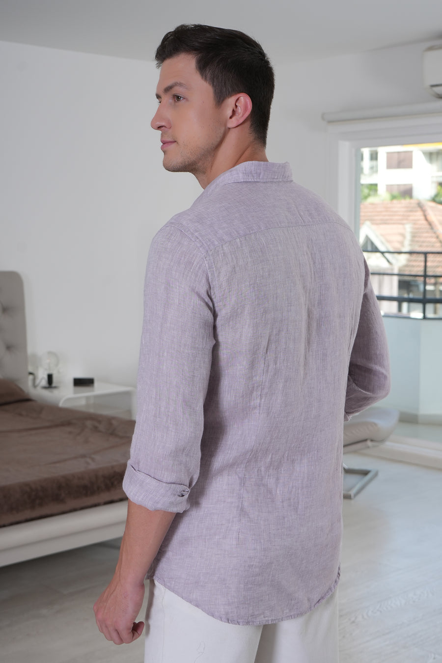 Griffin - 100% Irish Linen Shirt - Lilac