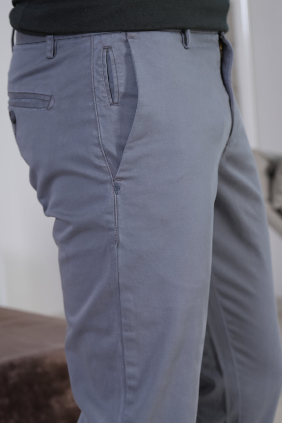 Bruno - Cotton Lycra Stretch Trouser - Grey