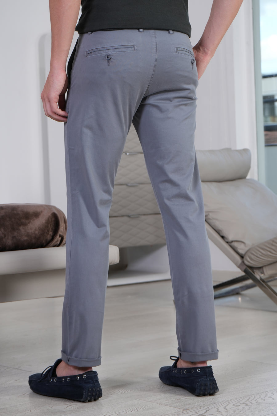 Bruno - Cotton Lycra Stretch Trouser - Grey