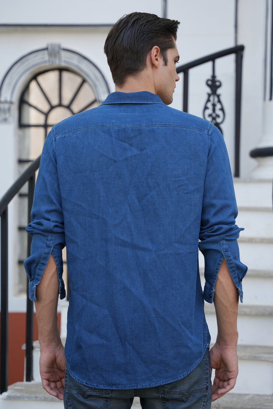 Jade - Indigo Dobby Pocketed Shirt - Blue