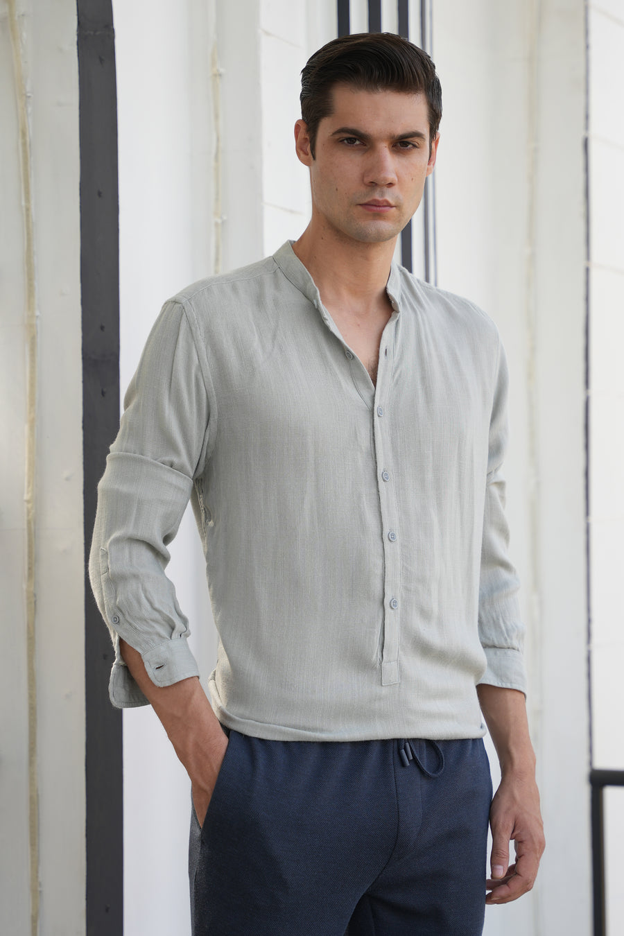 River - Viscose Linen Kurta - Ash