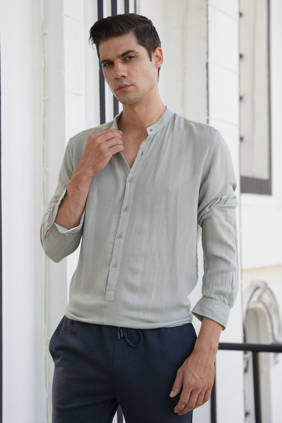 River - Viscose Linen Kurta - Ash