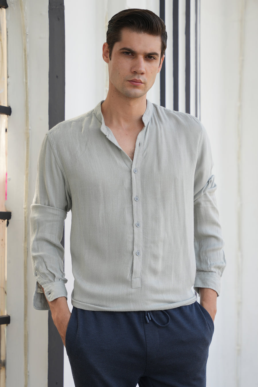 River - Viscose Linen Kurta - Ash