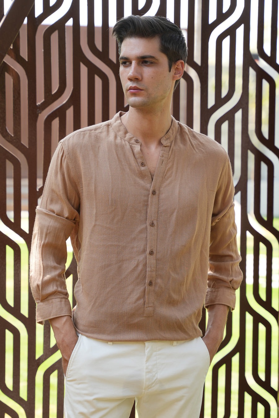 River - Viscose Linen Kurta - Khaki