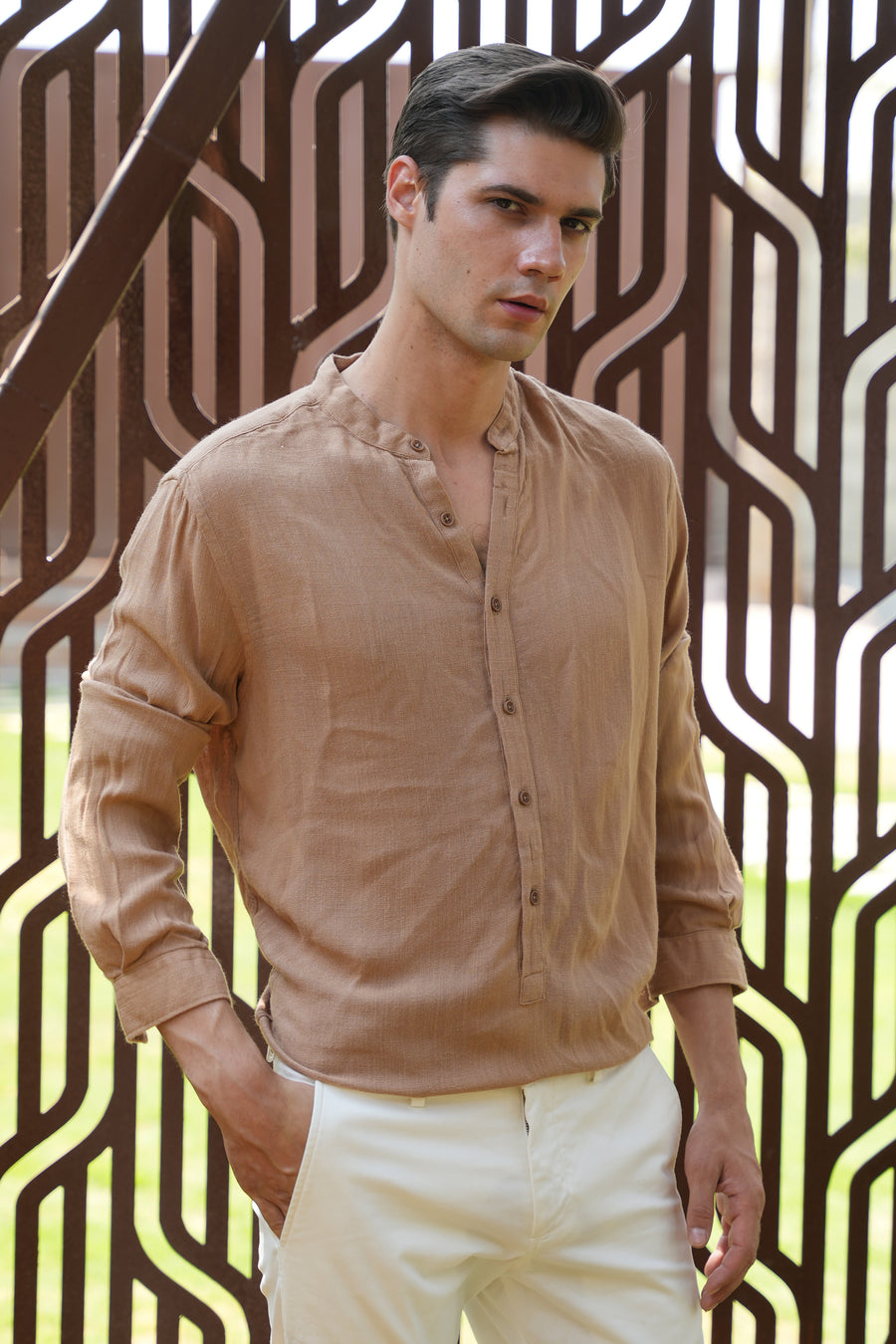 River - Viscose Linen Kurta - Khaki