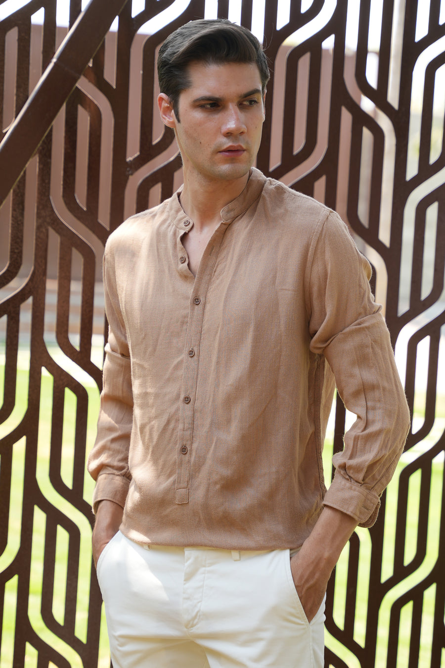 River - Viscose Linen Kurta - Khaki