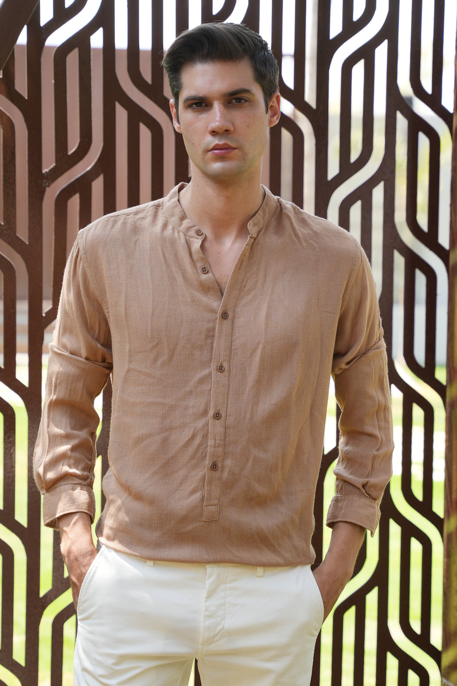 River - Viscose Linen Kurta - Khaki