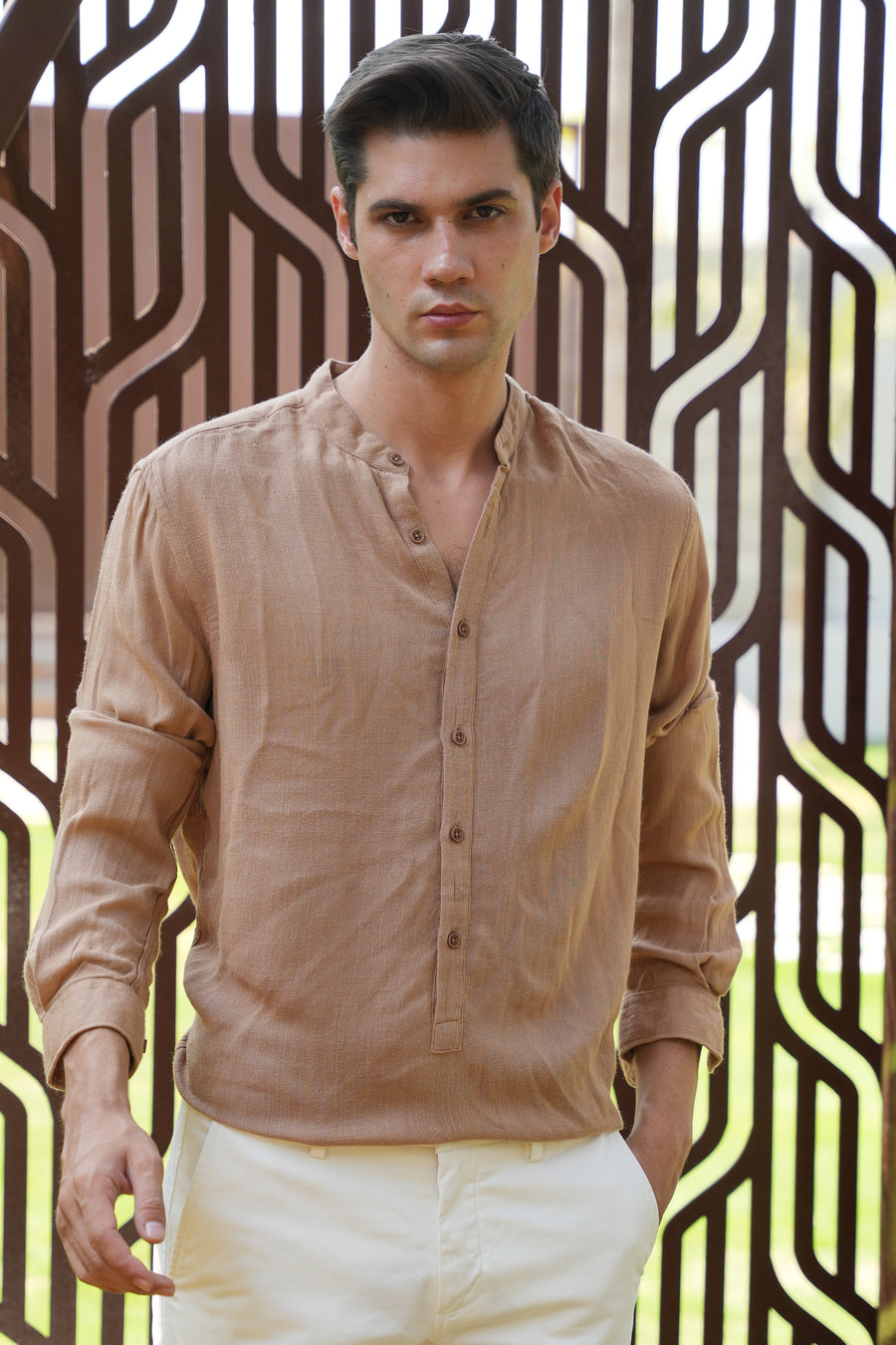 River - Viscose Linen Kurta - Khaki