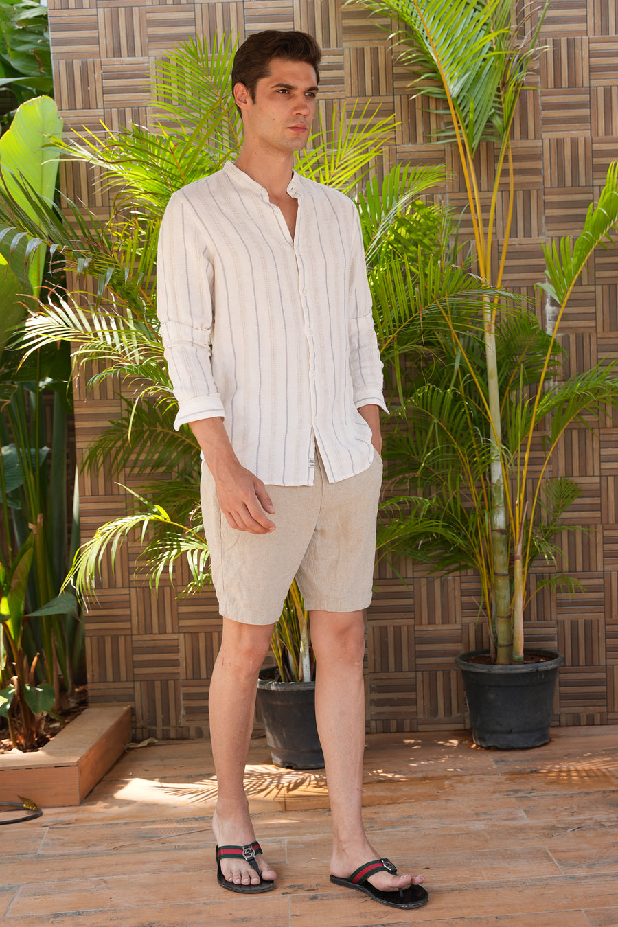 Panama - Cotton Viscose Striped Shirt - Off White