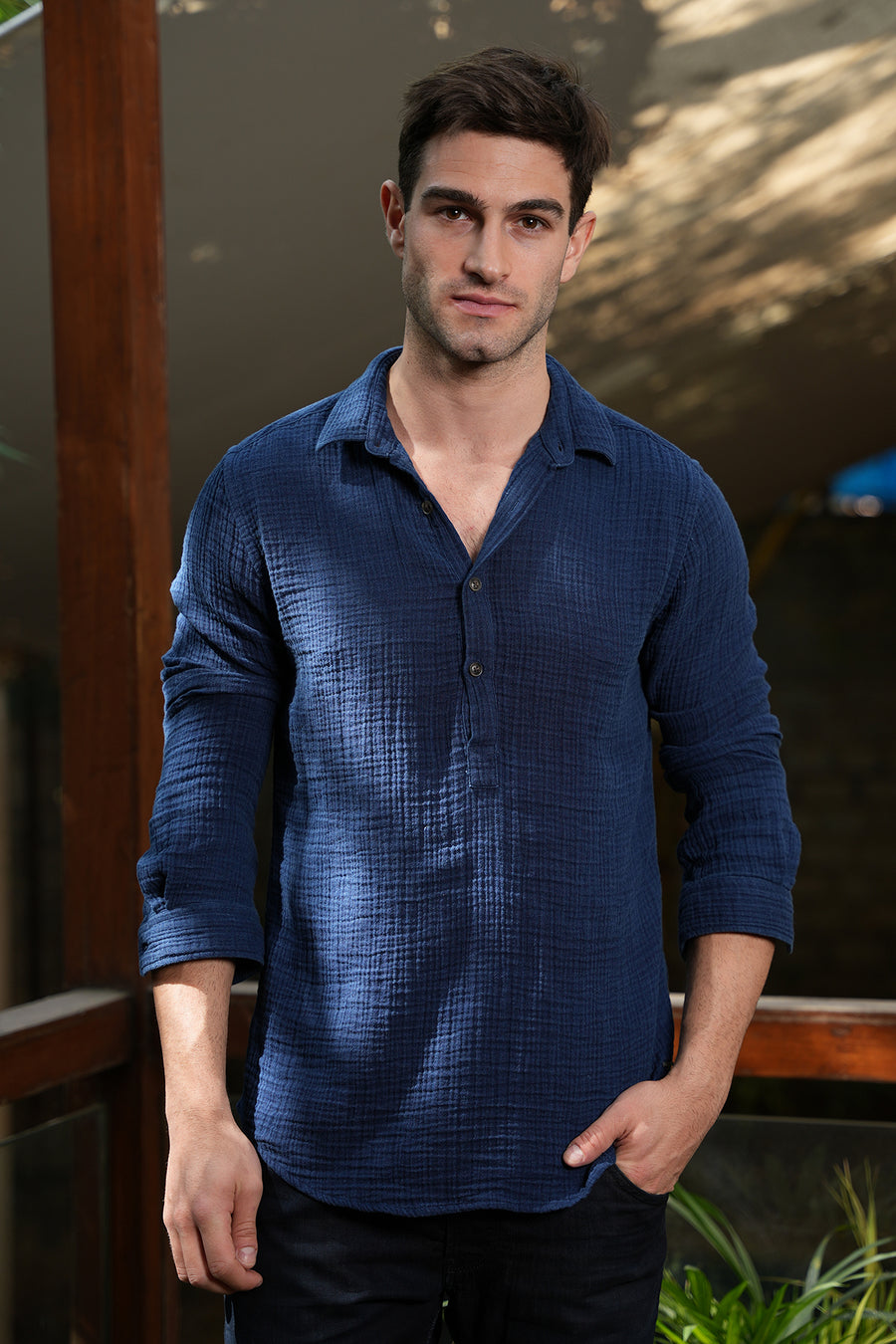 Fred - Indigo Double Layered Kurta Shirt - Navy