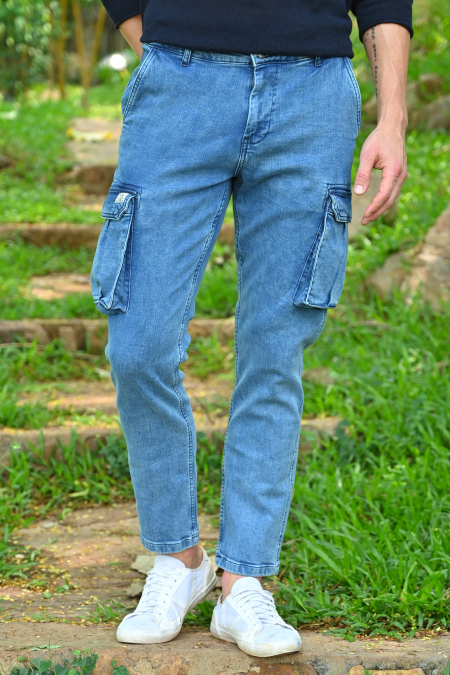 Calibri - Denim Cargo Trouser - Blue