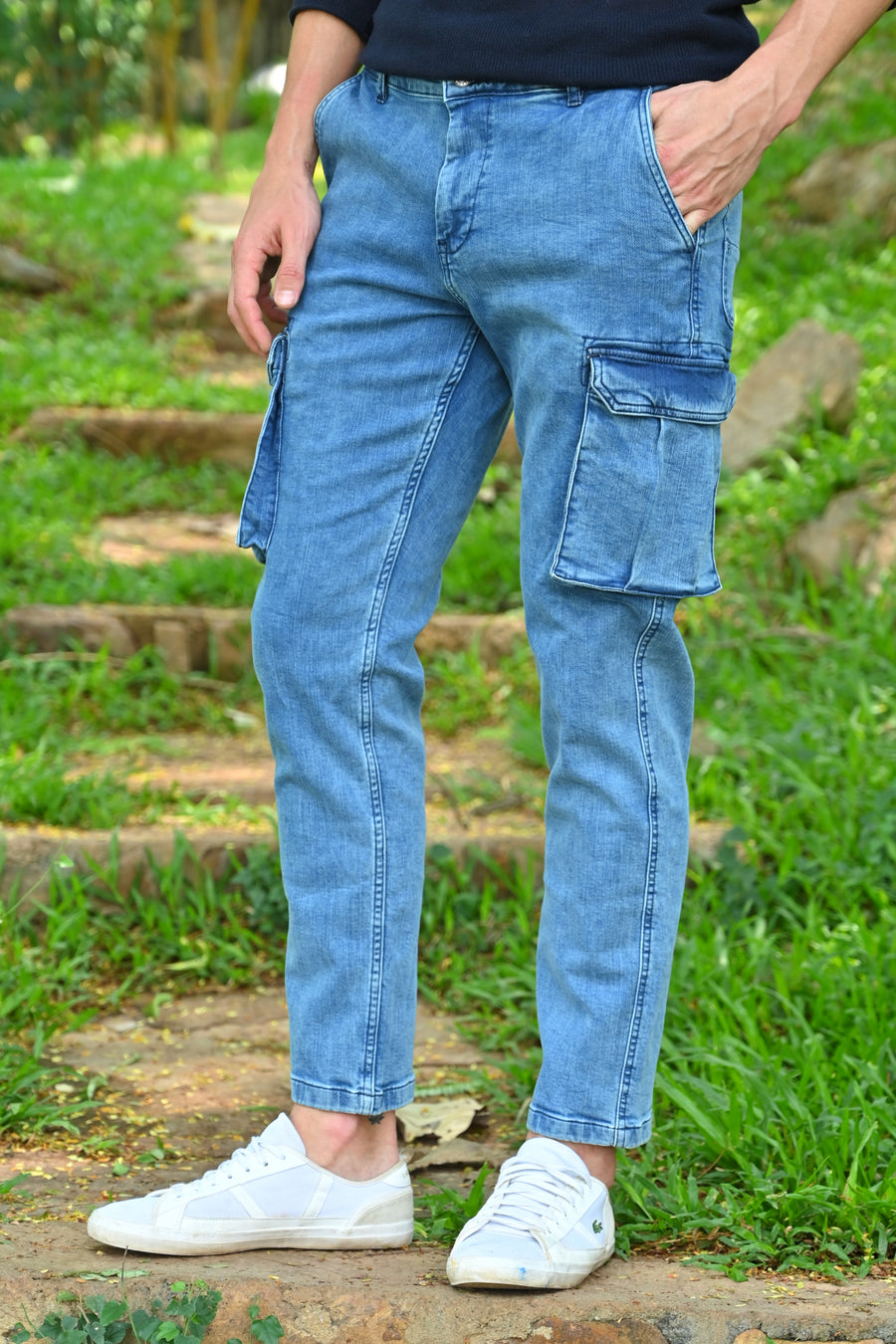 Calibri - Denim Cargo Trouser - Blue