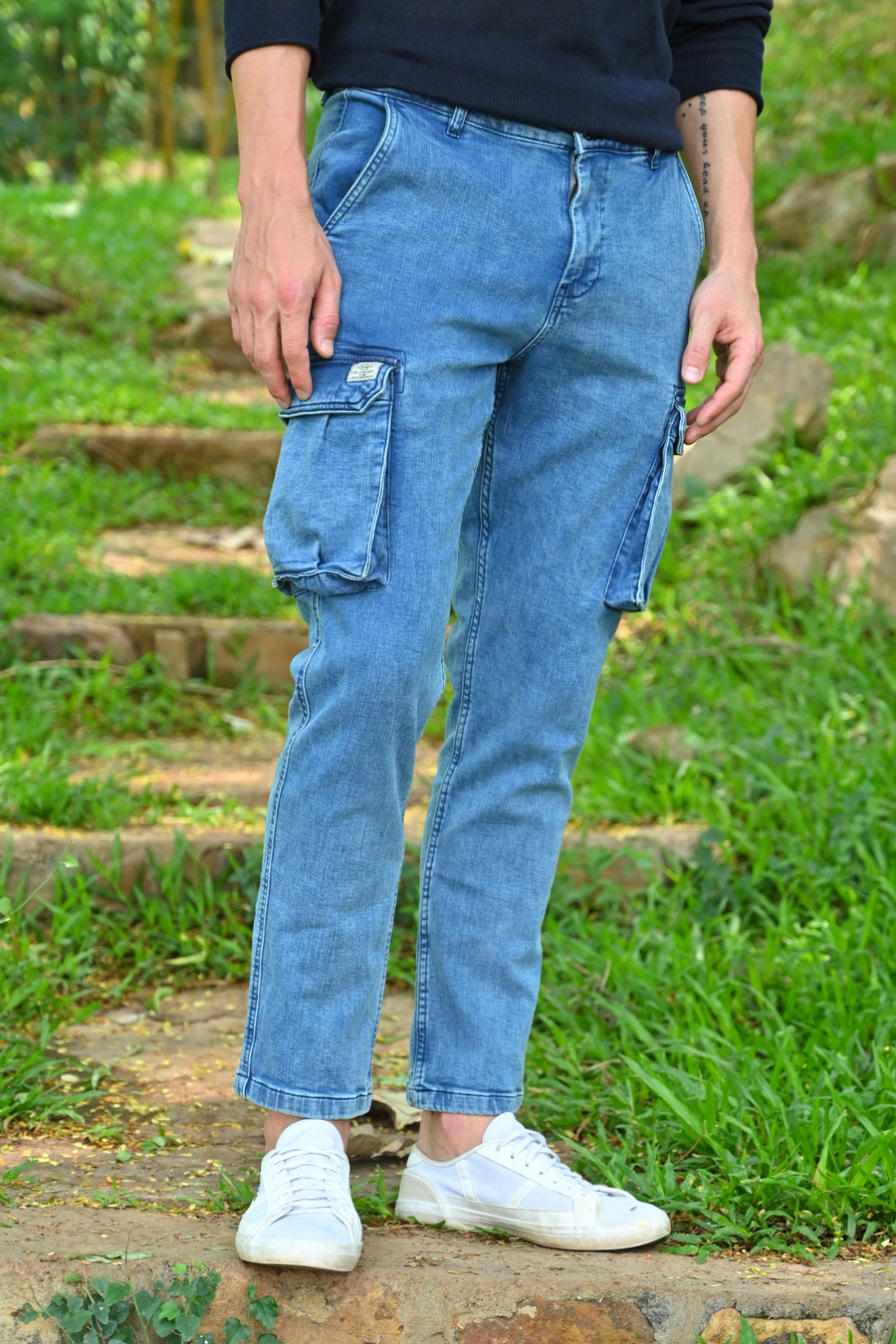 Calibri - Denim Cargo Trouser - Blue