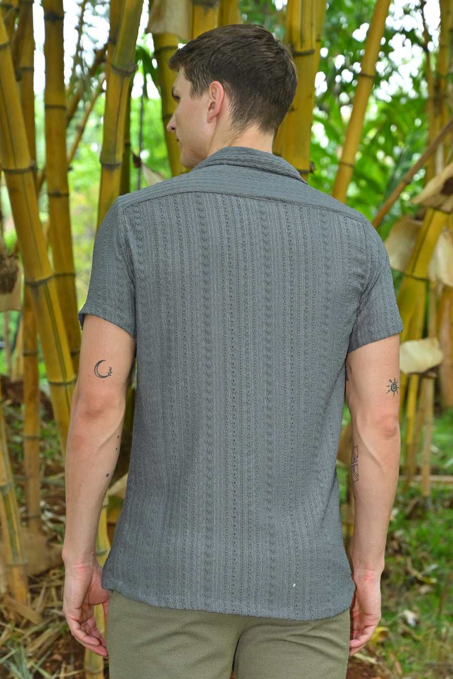 Crew - Viscose Crotchet Shirt - Grey