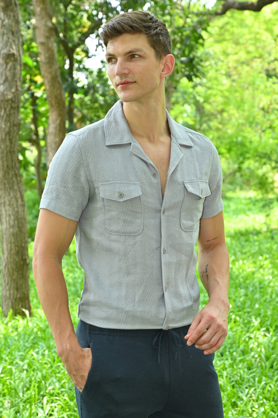 Walker - Structured Pocketed Plain Shirt - Lavender