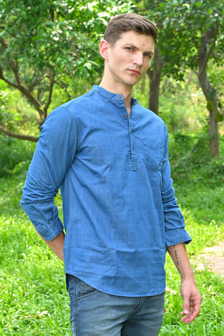 Asia - Denim Kurta Shirt - Blue