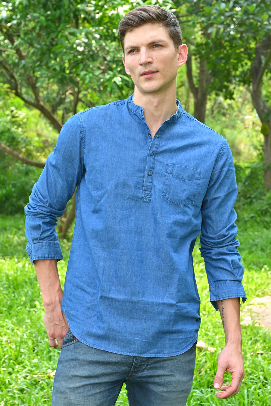 Asia - Denim Kurta Shirt - Blue